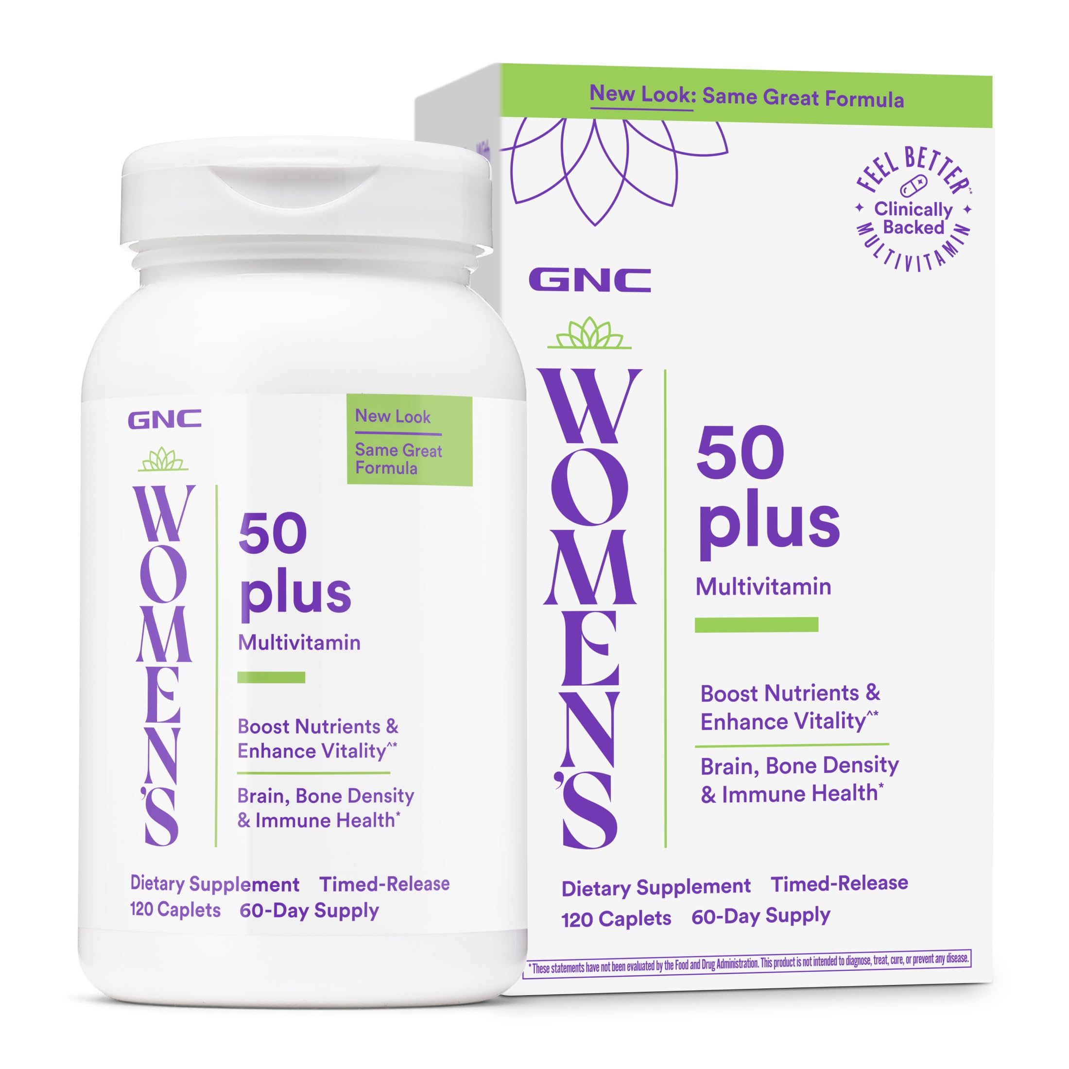 GNC Women's 50 Plus Multivitamin V2, 120 Count, 60 Servings 120 Count (Pack of 1) Old Version