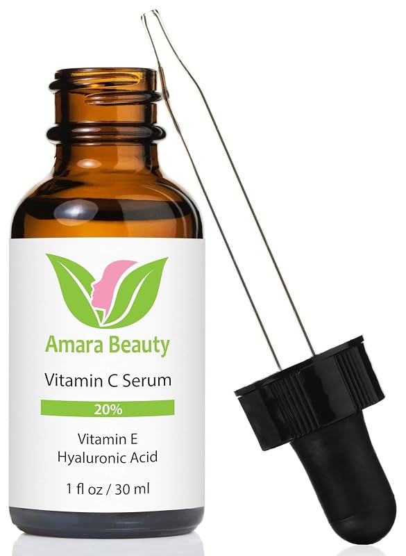 Sérum facial com Vitamina C 20%, Ácido Hialurônico e Vitamina E, Amara Beauty, 30 mL