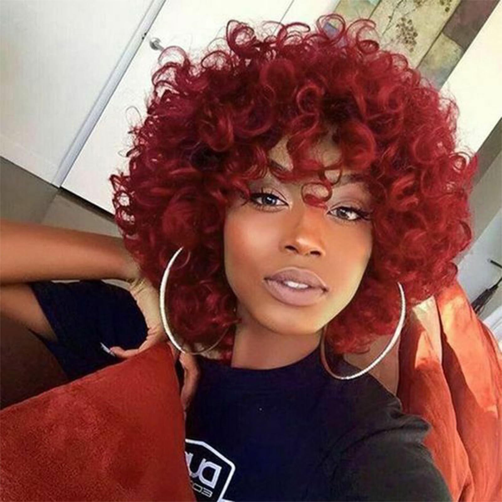 Amazon.com : PHOENIXFLY Red Curly Wigs for Black Women Short 
