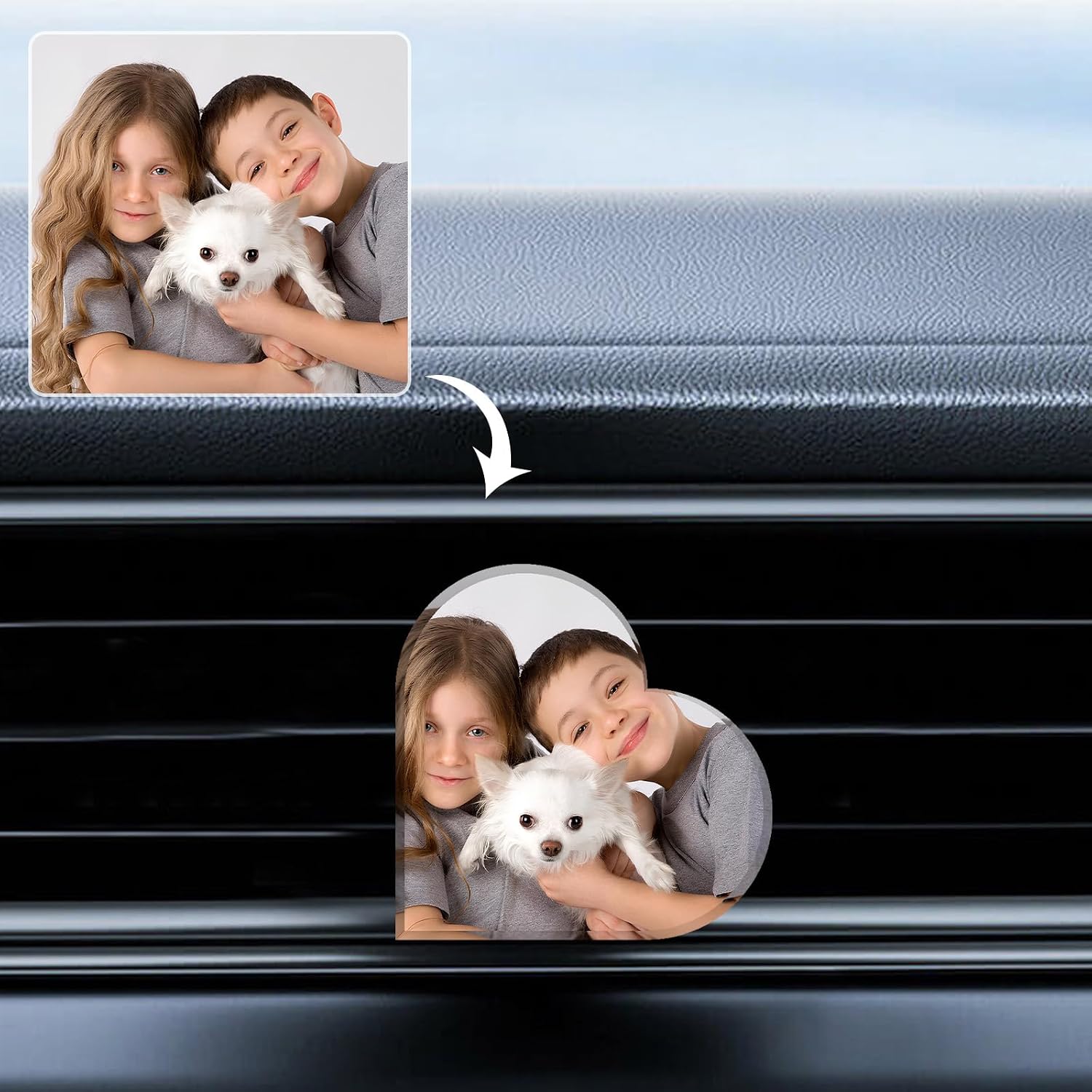 Personalized Photo Car Air Vent Clip, Custom Picture Crystal Car Vent Clip