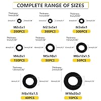 Vista 4 de 1200 arandelas planas de nailon para tornillos, arandelas de plástico negro, M2 M2.5 M3 M4 M5 M6 M8 M10 para uso doméstico y comercial