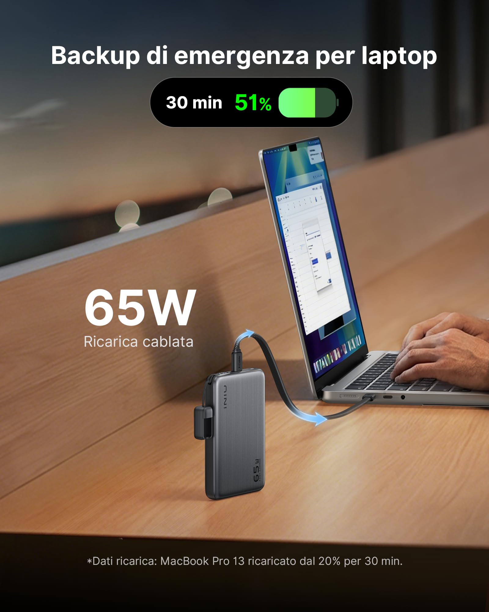 INIU 10000mAh for MagSafe Power Bank, Slim Qi2.2 25W Wireless & 65W Wired
