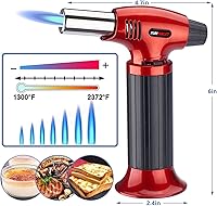 Vista 5 de FunOwlet - Encendedor de butano, 2 unidades, recargables, sopletes de cocina culinarios con bloqueo de seguridad y llama ajustable para postres