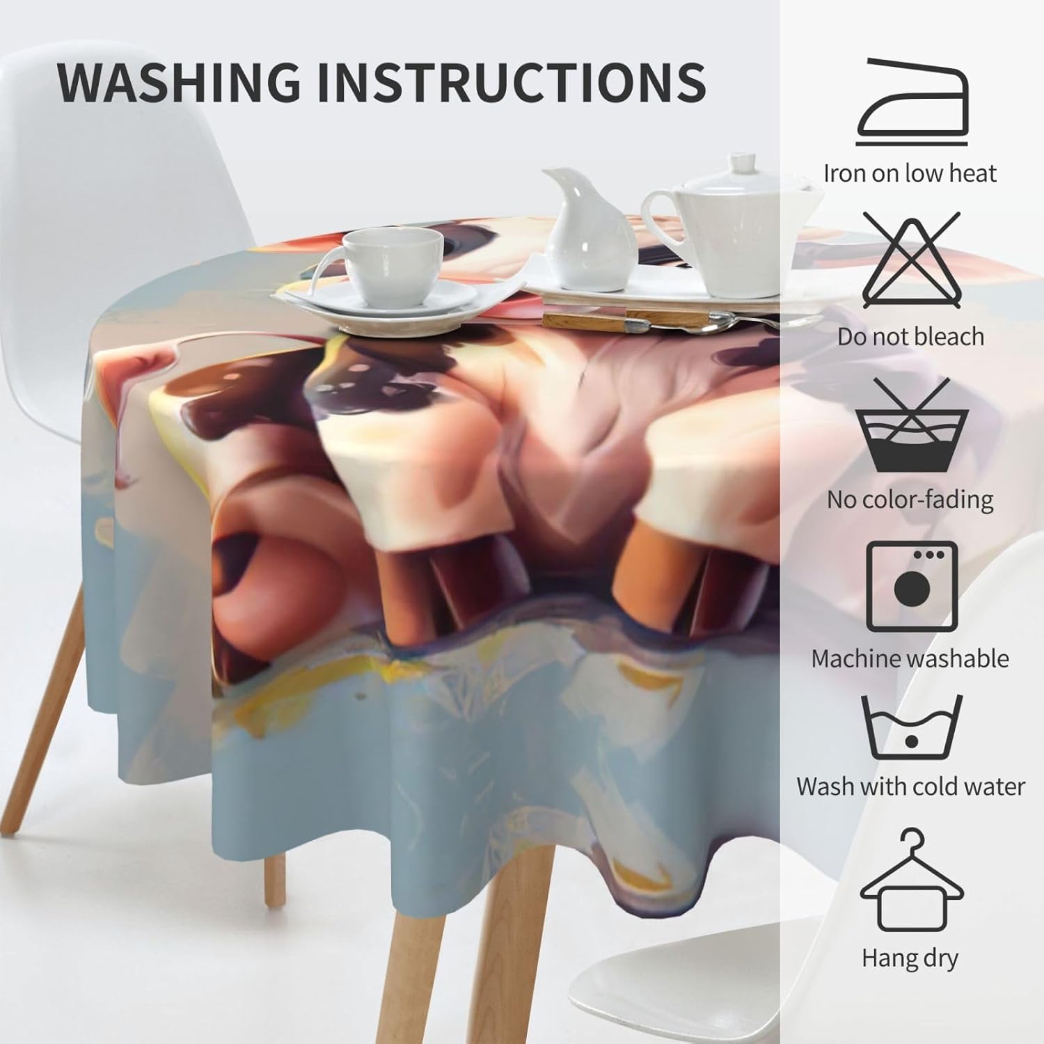 Cute Cow Print Wrinkle Free Dining Table Cover for Birthday Party Farmhouse Tablecloths Up to 60 x 60 Inches