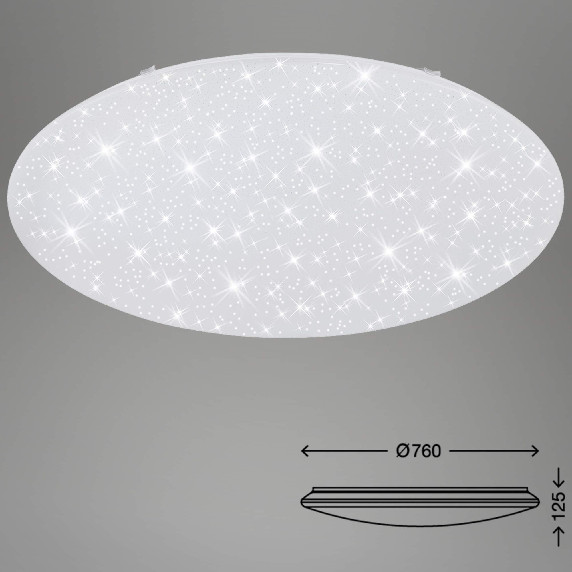 Briloner - Lámpara de techo WiFi starry sky, lámpara de techo inteligente, app, control por voz, mando a distancia, control de temperatura de color, regulable, 56 W, 5850 lm, 76 cm XXL, blanco