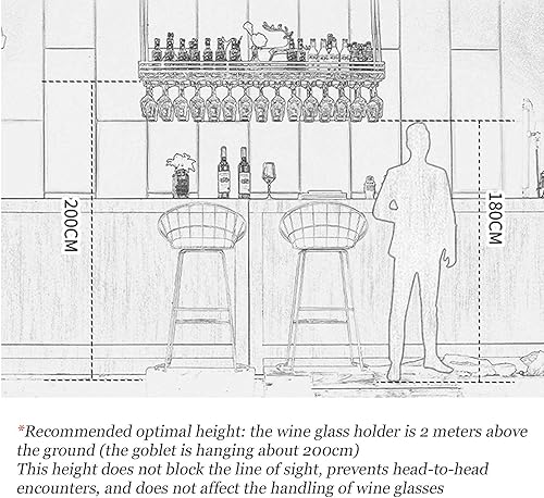 Miniatura 5 de AZMANI Estantes de vino de estilo europeo, soporte para botellas de vino, estante de almacenamiento, estante de metal para techo, soporte de pared,