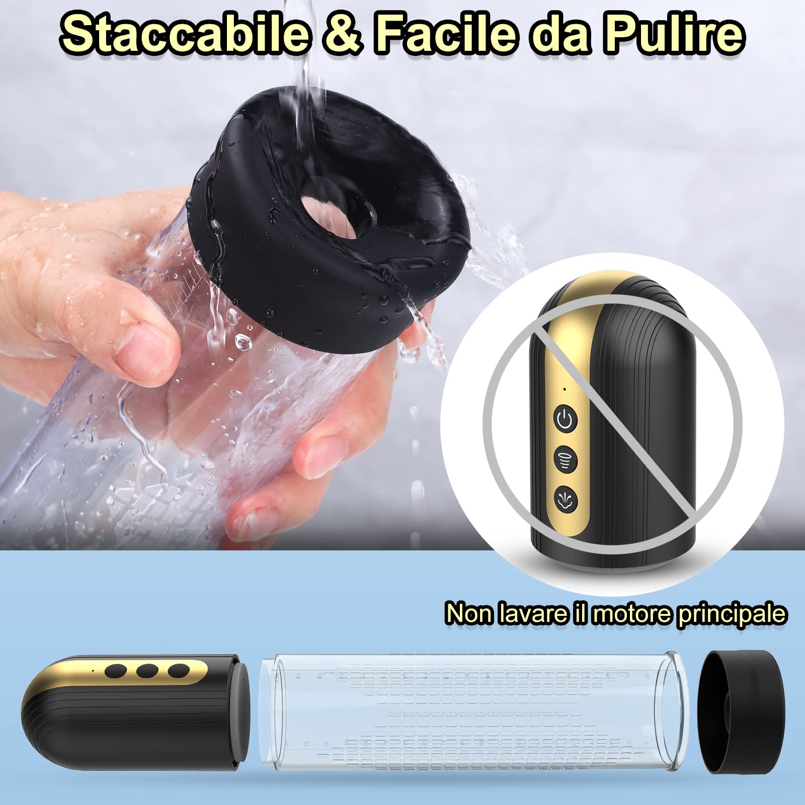 Pompa Pene Elettrica per Ingrandimento - con 4 Modalità di Aspirazione e Masturbtore per Uomo Realistici, Sex Toys per Pompino