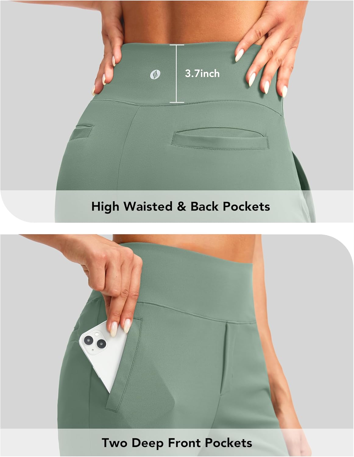 SANTINY Women's 9" High Waisted Bermuda Shorts with 4 Pockets Knee Length Long Shorts for Women Workout Athletic Casual - Image 5