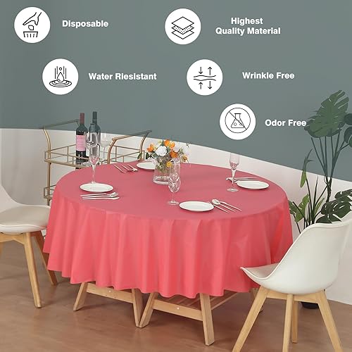Miniatura 2 de Evershine Paquete de 12 manteles redondos de plástico de 84 pulgadas color verde manzana resistente (reutilizable) (redondo de 84 pulgadas, verde