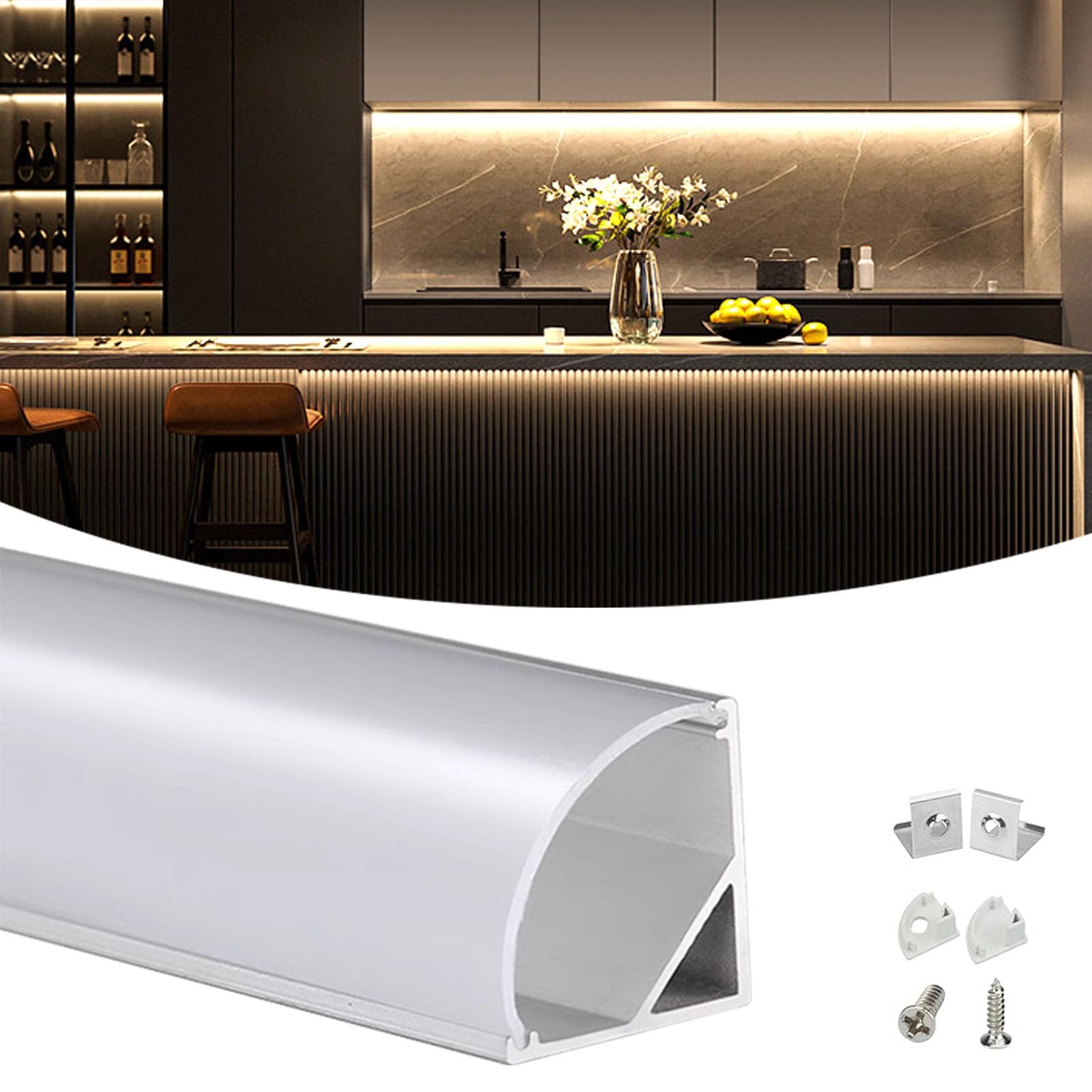 Led Profile Profil Aluminiowy LED 1 M - Opakowanie 6/10/20 Sztuk, Dyfuzor Kanału Świetlnego Taśmy LED 16x16 Mm z Przezroczystą Osłoną, Oświetlenie Kinkietowe w Kształcie Litery V z Zaślepkami(3.3ft- 6