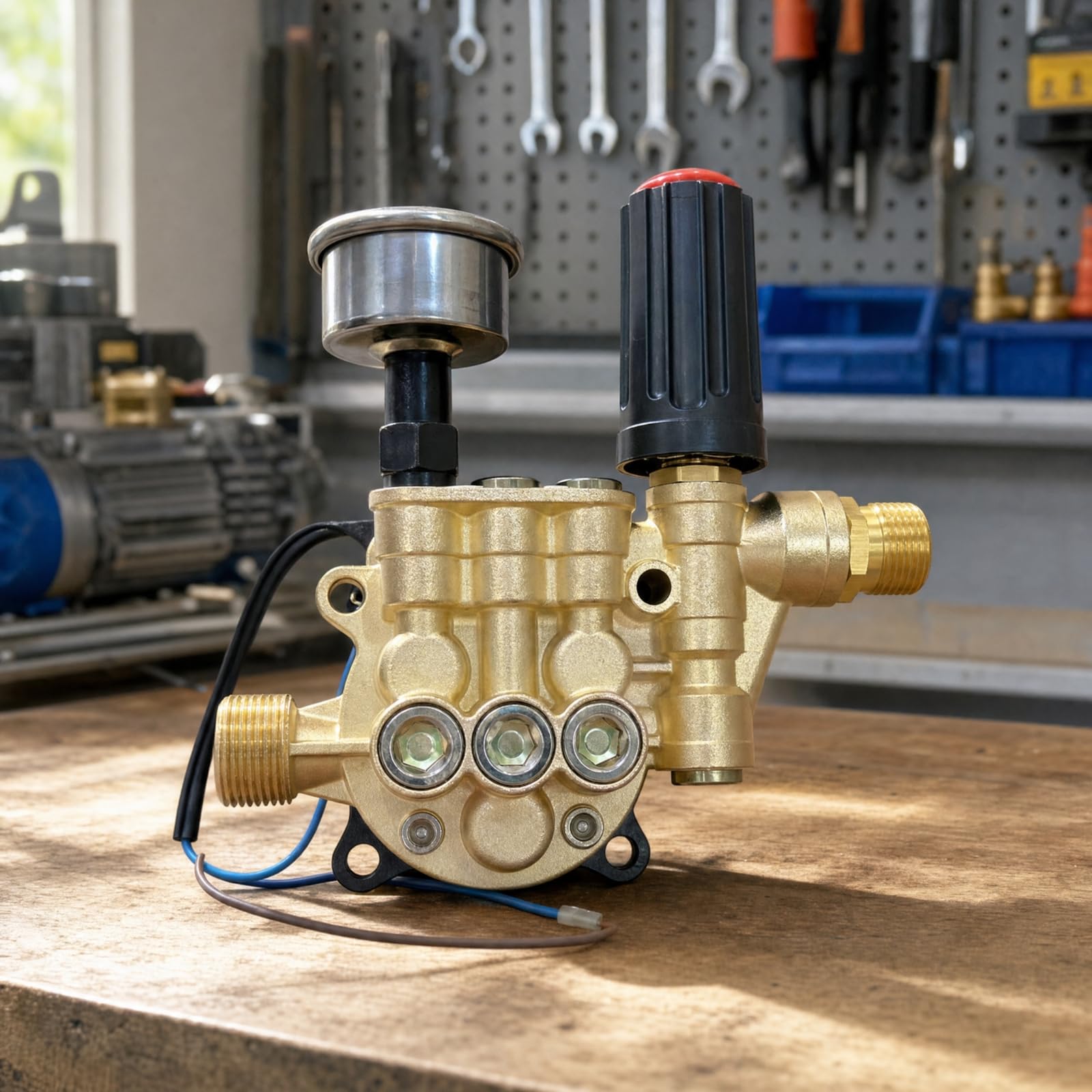 Kolbenpumpe mit Schaltergehäuse Kompakt Pumpe mit Druckschalter Gewindet Hochdruckreiniger-Ersatzpumpe für Heimwerker, Reparatur, Wartung, style to 1