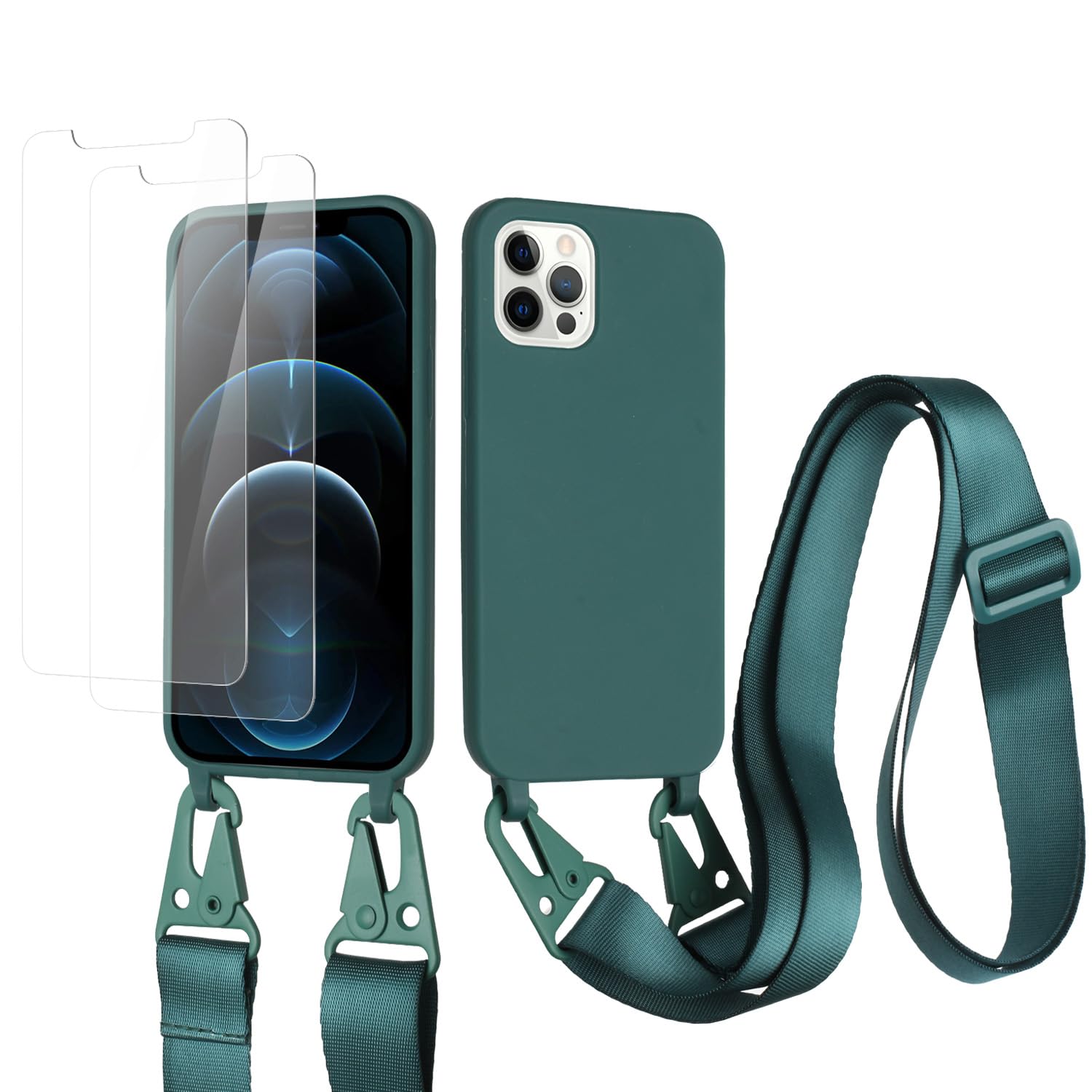 vrupin Funda Compatible con iPhone 13.con (2 x Protector Pantalla)con Cuerda Case con Ajustable Cordón.Silicona Líquida Funda-Loto Color — view 40