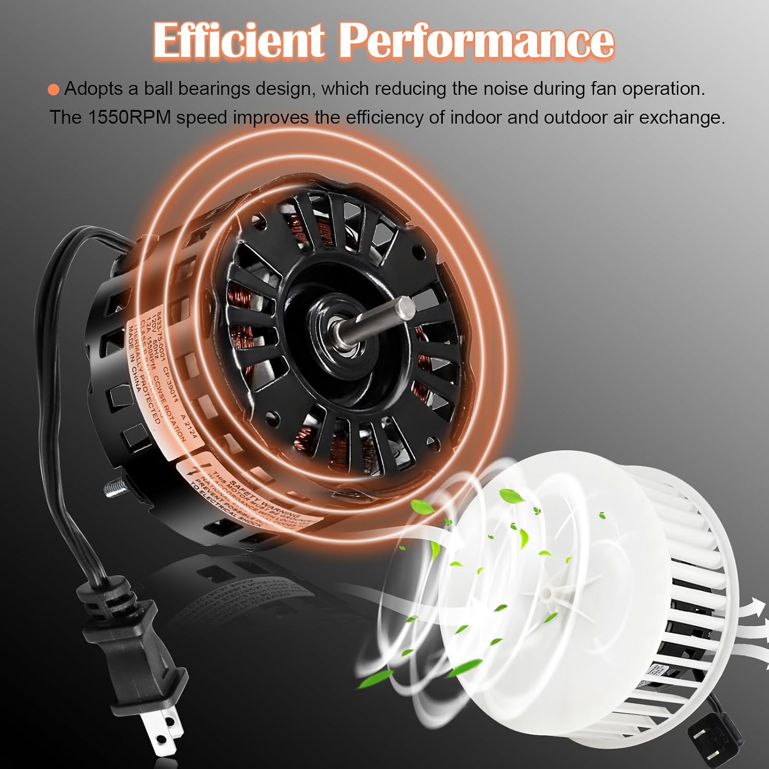 Hiorucet JA2B104N Fan Motor & Blower Wheel for Broan 86933, 40933, 86933000, 8693000, 0696B000, 0695B000 Bathroom Exhaust Fan Motor Assembly for QT9093WH, QT80, QT100L, QT110, 8662, 750, 751.