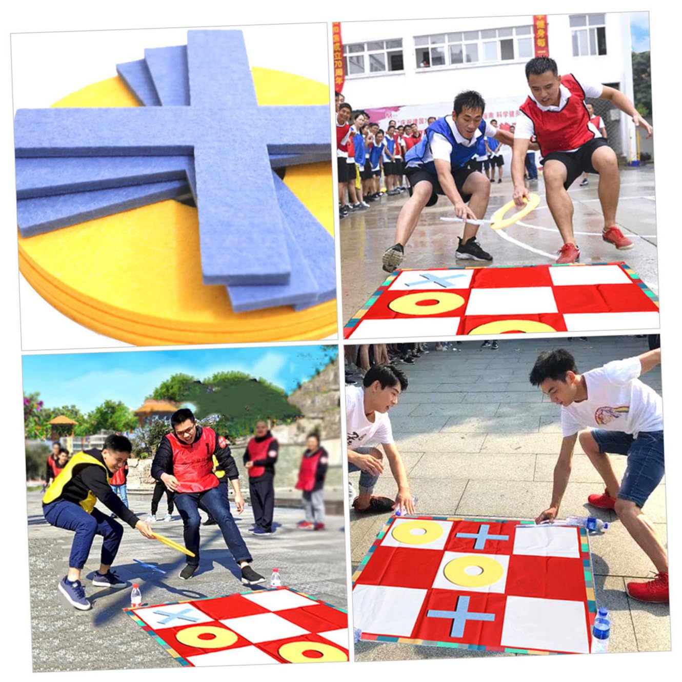 Juego de Suelo Tres en Raya Gigante Portátil para Niños y Adultos, con Tablero de Lona Resistente, Juego Familiar de Exterior E Interior, Adecuado para Viajes y Actividades