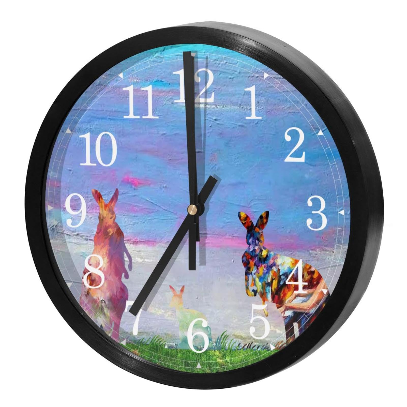 Horloges murales rondes peinture à l'huile Famille de kangourou, cadeau idéal pour crémaillère