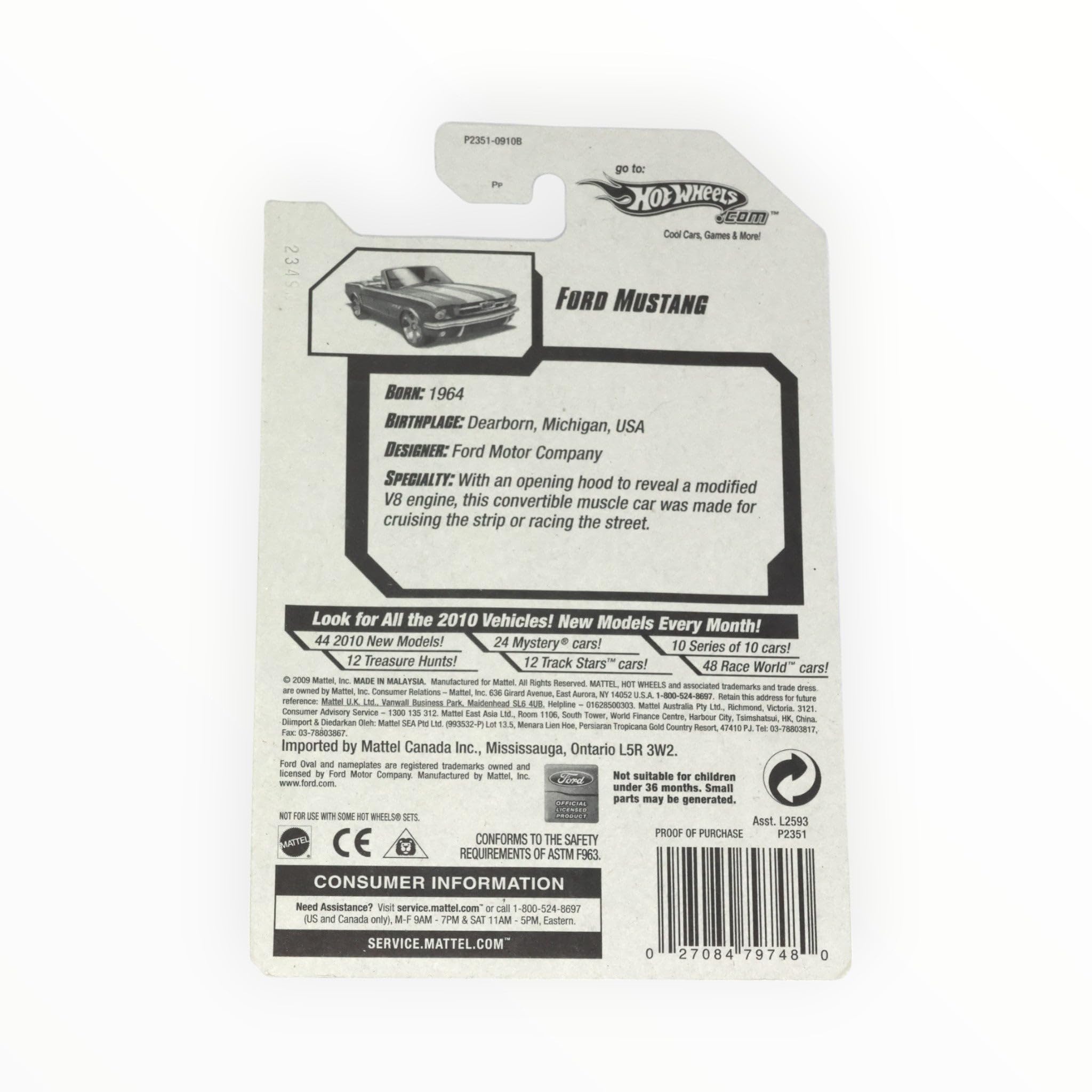 Hot Wheels Treasure Hunt - Ford Mustang Convertible 2009-043 (1/64, Moulé, Sans Boîte)