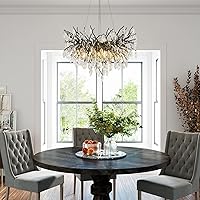 Vista 25 de Candelabros de cristal para comedor, candelabro dorado moderno de 24 pulgadas, candelabro redondo de 8 luces de rama de árbol, lámpara colgante