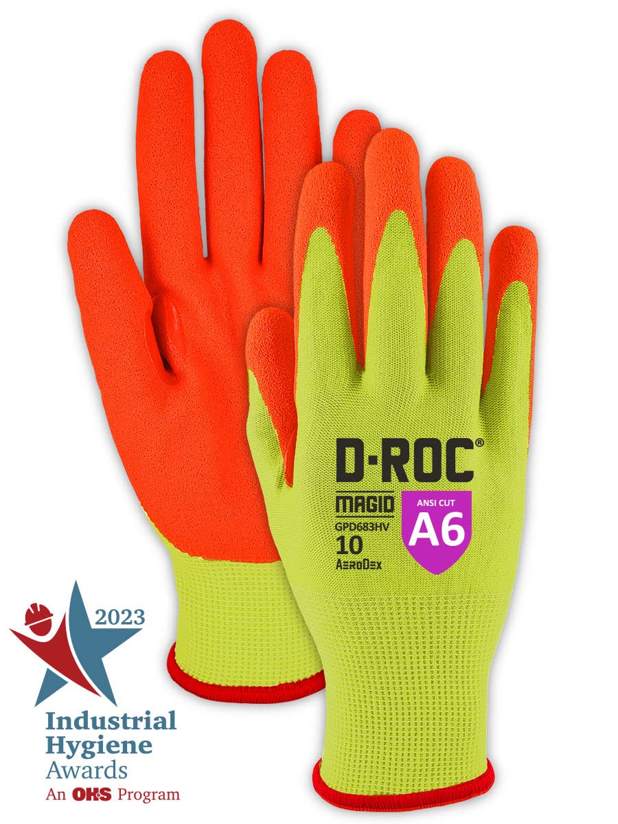 MAGID D-ROC AeroDex ANSI A6 VersaTek Grip Coated Work Glove, 144 Pairs, Size 5/2XS (GPD683)