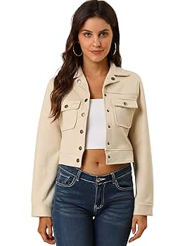 【BAON】Detone suede cropped collar jacket 206259653-1-tan