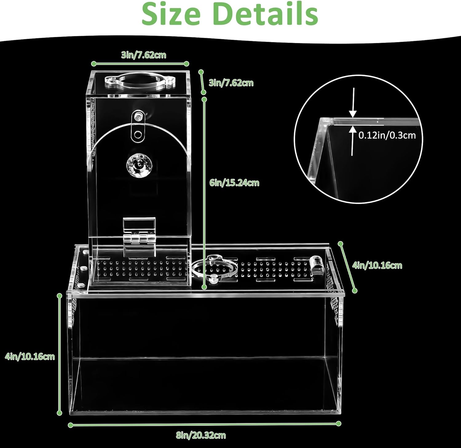 Acrylic Spider Enclosure 2 Pack, No Assembly Mixed Size Terrarium for Jumping Spider & Tarantula (M)