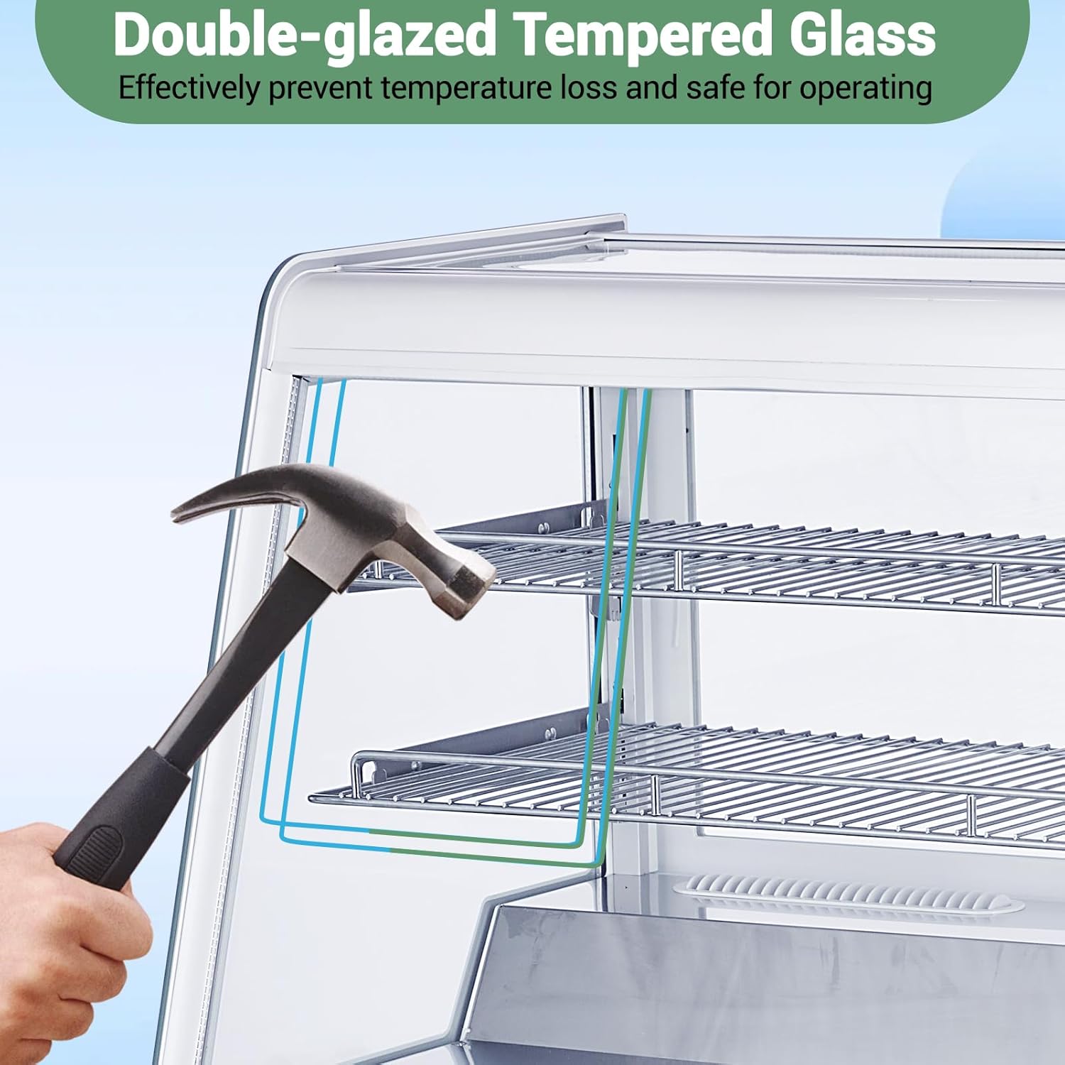 Garvee 5.3 Cu.Ft Commercial Countertop Refrigerator Display Case, Anti-Fog Pastry Dessert Fridge with Double-Layer Tempered Glass, 2 Adjustable Shelves & Digital Temp Control for Bakery, Cafe