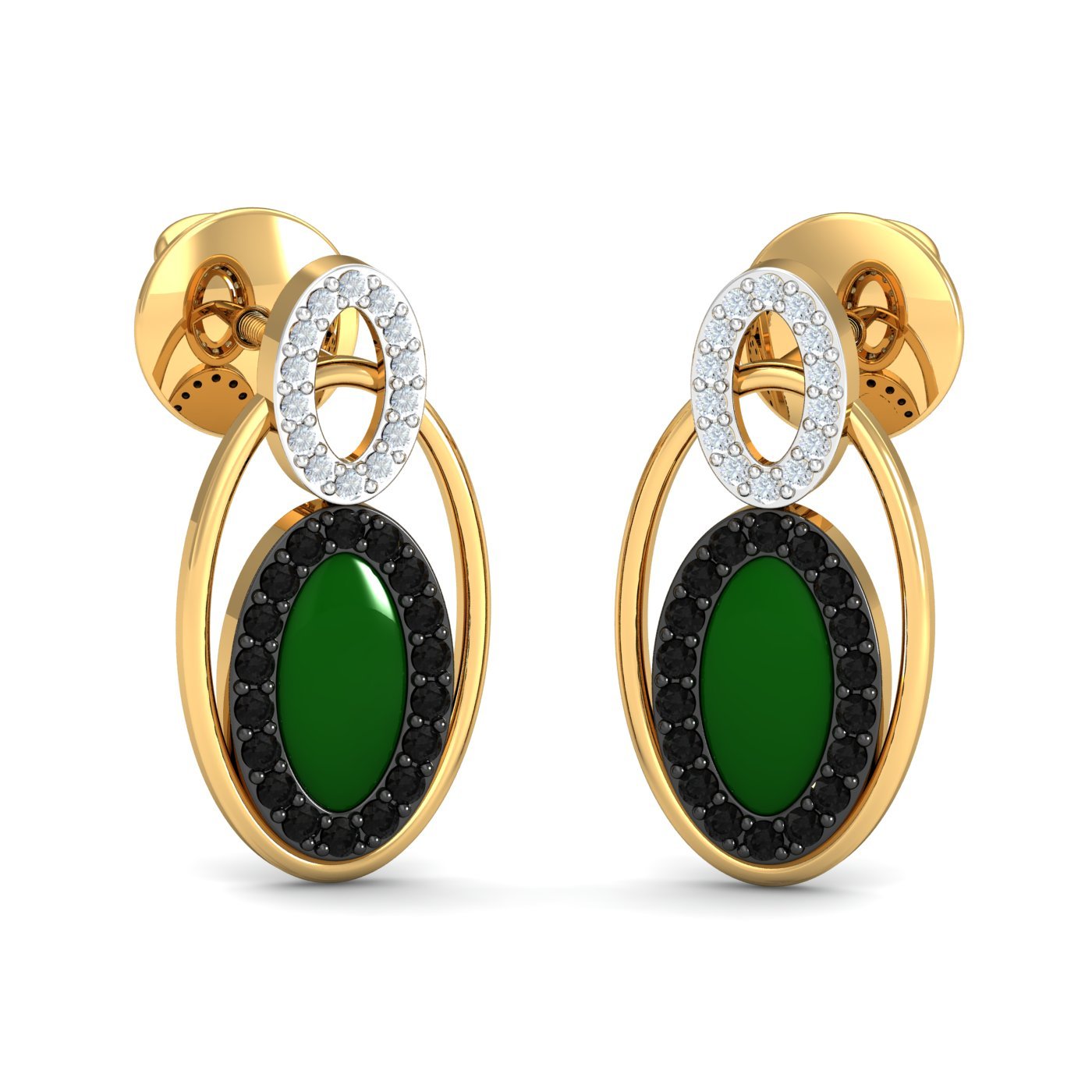 18KT Yellow Gold Medu Enamel Stud Earrings for Women-image-19