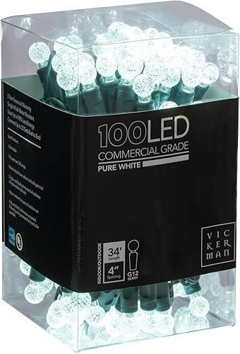 Miniatura 25 de Vickerman 100 Light G12 LED Light Set Yellow Lights on Green Wire