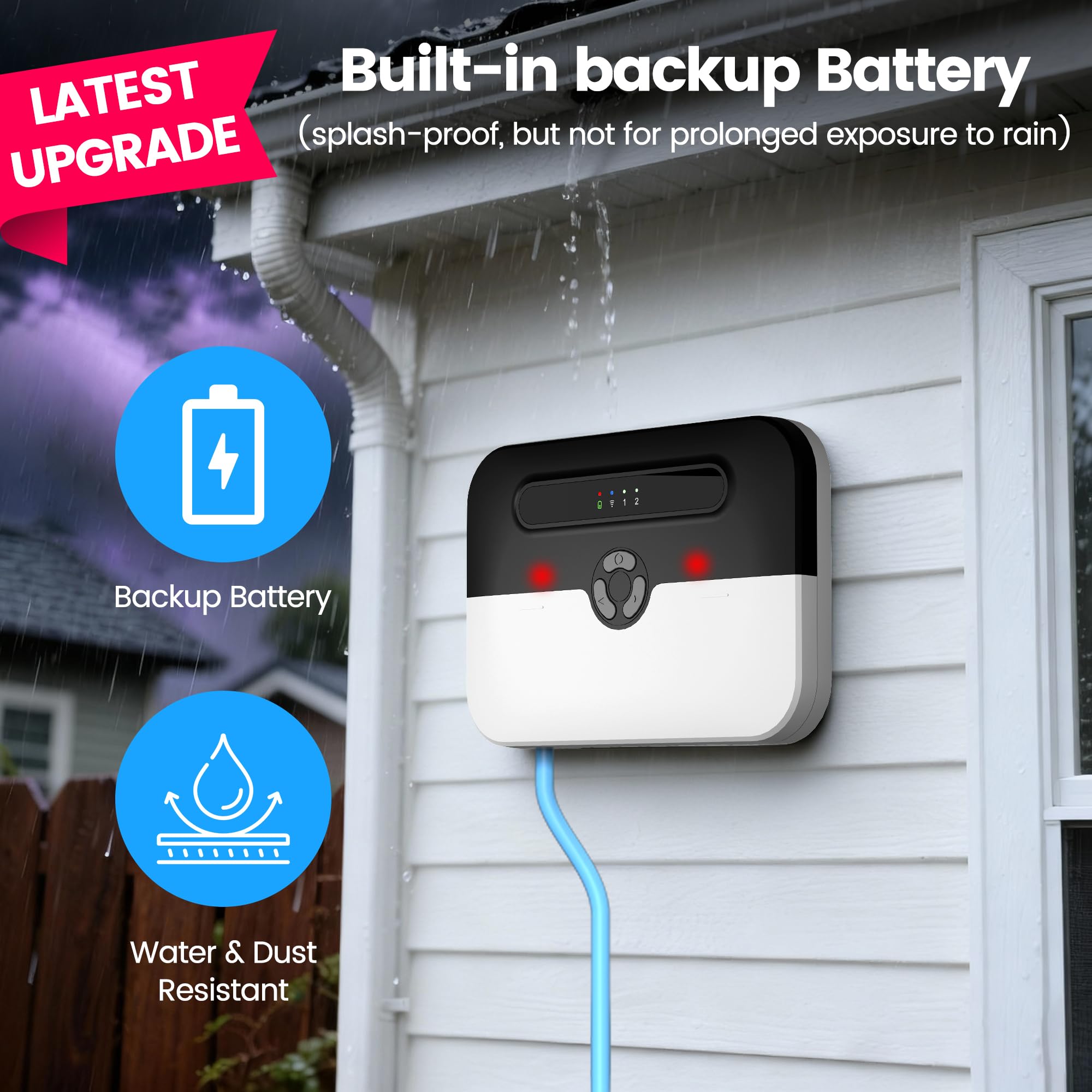LUCKYDUO Z7PRO Alarme WiFi Pompe Submersible, Batterie Secours, 110dB, IP65