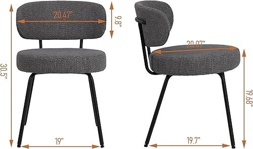 Miniatura 2 de DYHOME Sillas de comedor negras, juego de 2 sillas de comedor de cocina, sillas de comedor modernas tapizadas de mediados de siglo con respaldo