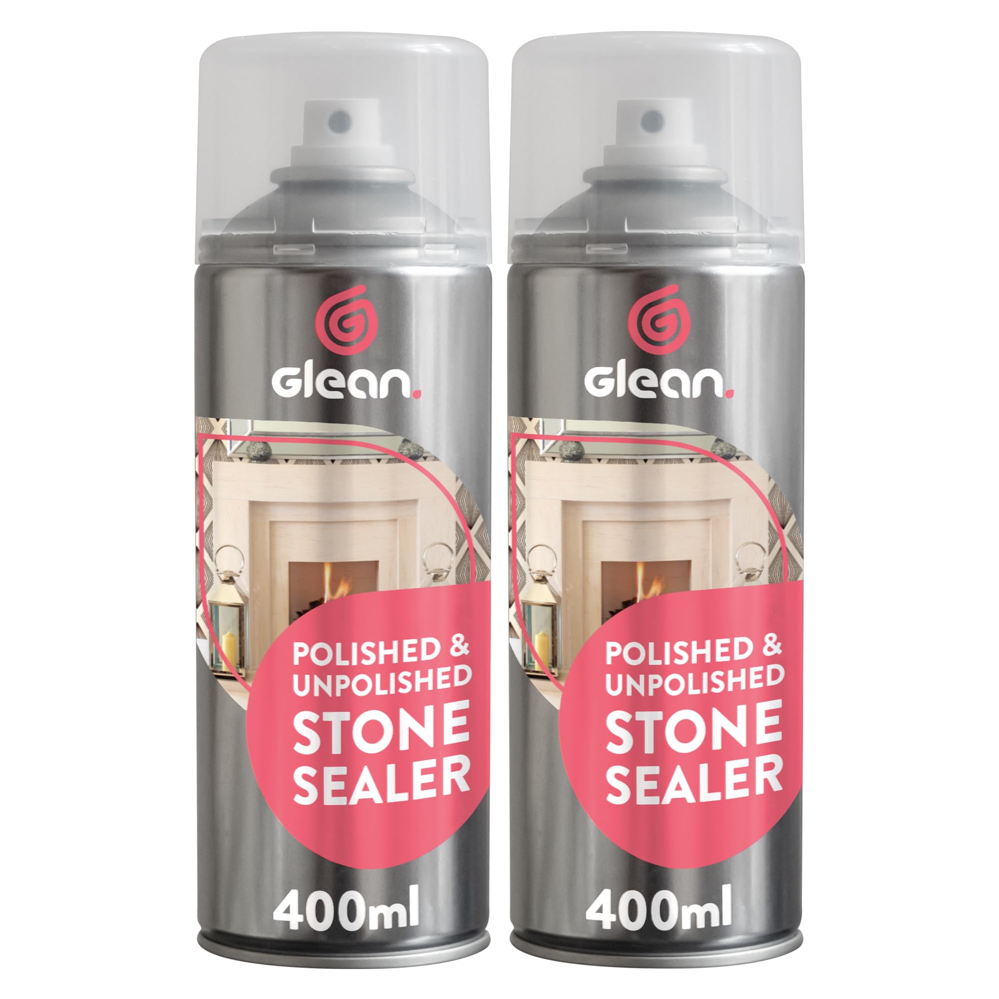 GLEAN Stone Sealer Spray | 2 x 400ml | Natural & Manmade Sealer For Marble, Granite, Limestone, Slate, Quartz | Waterproof Patio Sealant For Block Paving