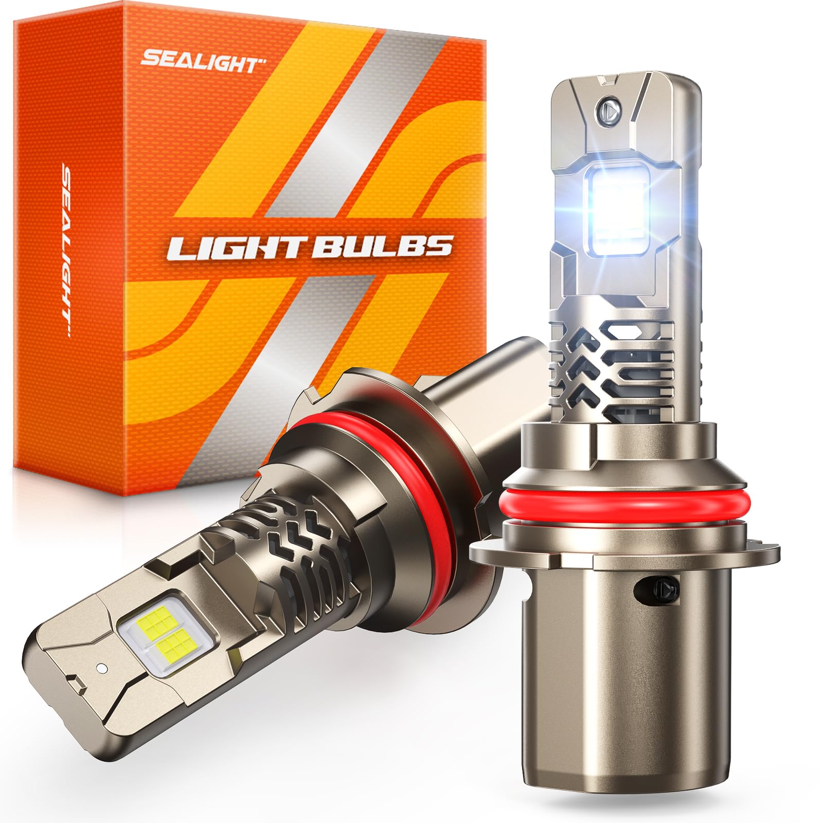 SEALIGHT 9007 Light Bulb 1:1 Min Design, 1000% 50000LM Brighter 6500K White 9007 Fog Lights, 70000HRS Long Lifespan, 3 Min Plug-N-Play, Cooling Fan, IP68, No Adapter Need, Pack of 2