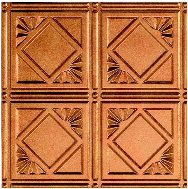 FASÄDE Traditional Style/Pattern 4 Decorative Vinyl Glue Up Ceiling Panel in Antique Bronze (12X12 Inch Sample)