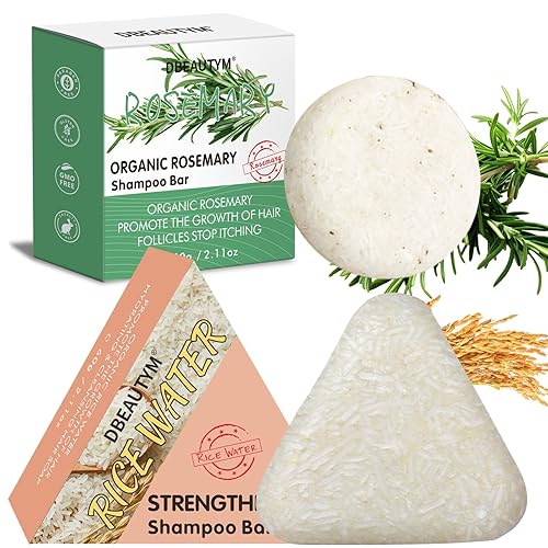 Miniatura 10 de Juego de 2 barras de champú y acondicionador de romero, champú voluminizador para cabello fino y barra acondicionadora para hombres y mujeres,