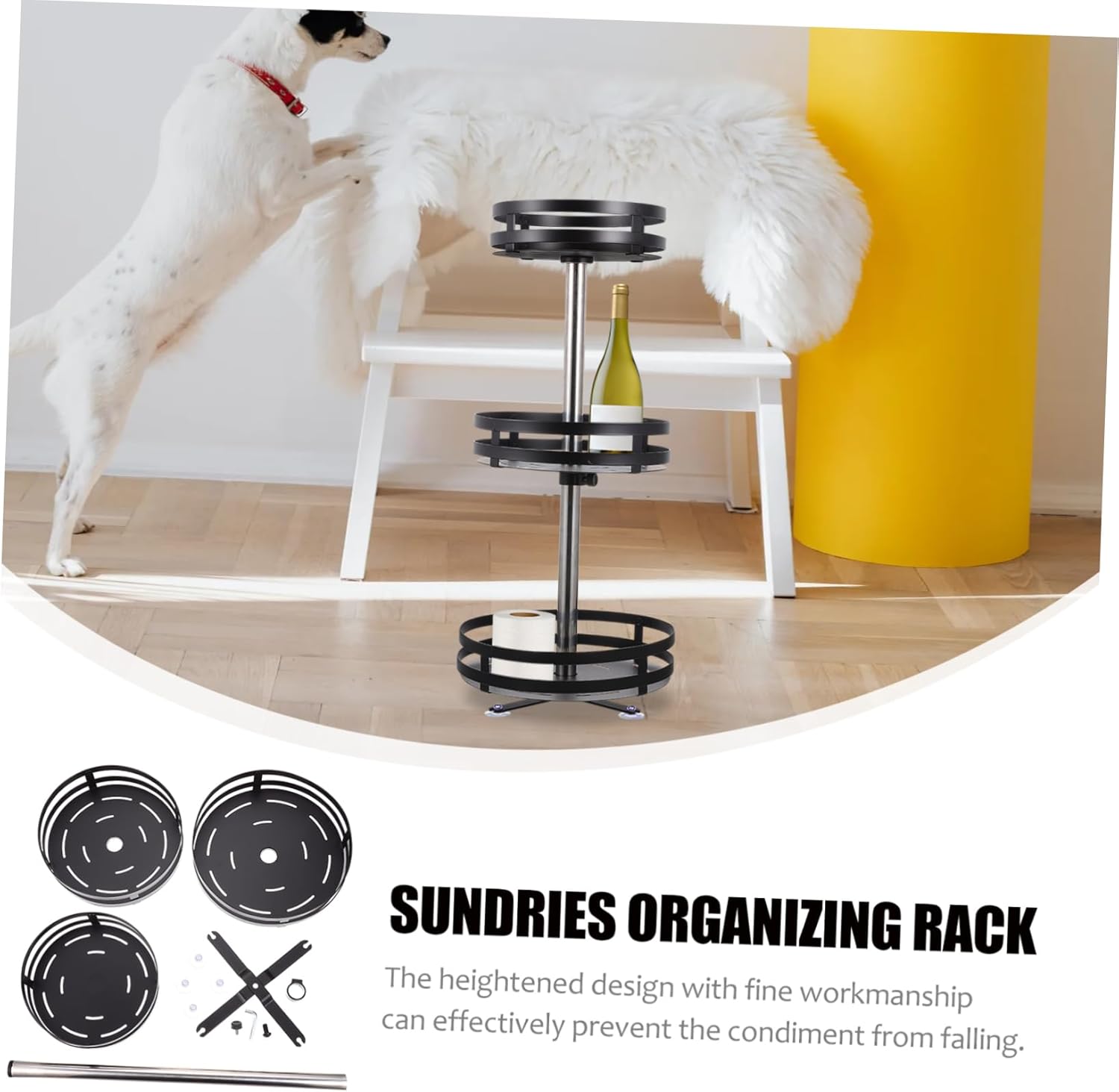 360° Rotatable 3-Tier Spice Rack Storage Holder for Kitchen Sundries Multi-Function Organizer for Home Use Space-Saving Condiment Shelf