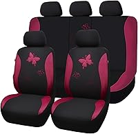 Vista 25 de Flying Banner - Juego completo de fundas para asiento de automóvil Butterfly, estilo universal de moda para mujer, para banco trasero (divisible)