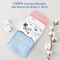 Vista 4 de Maliton - Paquete de 6 paños de muselina para eructos para bebé niña, grandes, 20 x 10 pulgadas, 100 % algodón, absorbentes y suaves, 6 capas, paño