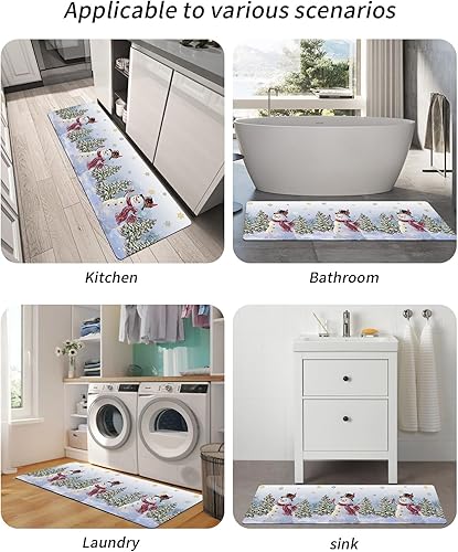 Miniatura 10 de Tapete de baño de muñeco de nieve azul para bañera, antideslizante, de secado rápido y absorbente, tierra de diatomeas, fregadero, dormitorio,