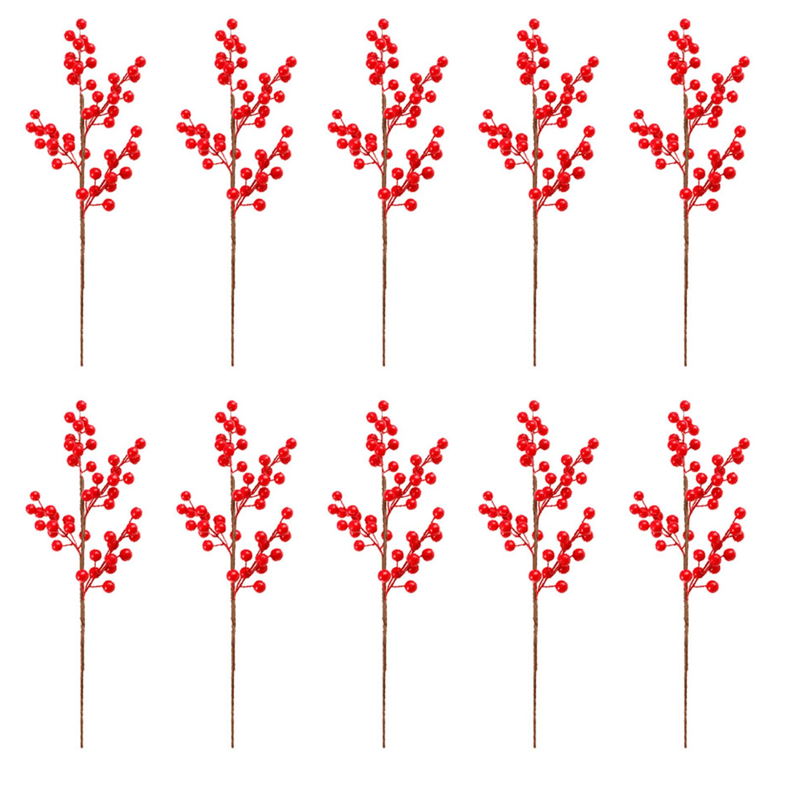 Elnwnnkc 10Pcs Artificial Berries Branch Foam Decorative Berries Stems Red Plant for New Year Christmas Decoration 202 Artificial Red Stems Christmas Tree Decor