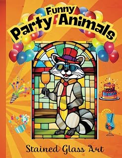 Funny Party Animals : Stained Art Coloring Book: A Whimsical Coloring Adventure with Playful Creatures and Vibrant Designs