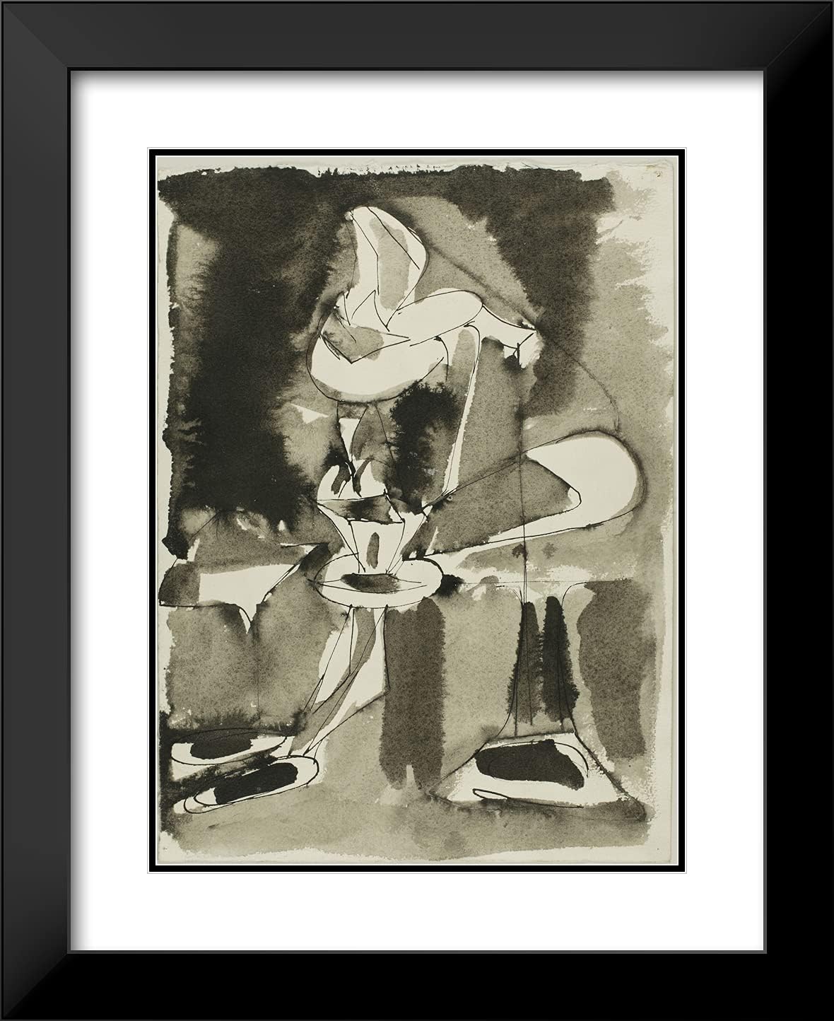 ArtDirect Arshile Gorky 20x24 Black Modern Framed and Double Matted Art Print Titled Study for Agony