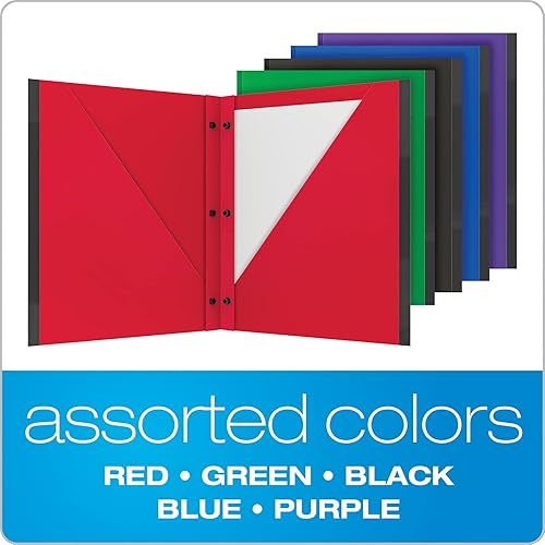 Miniatura 6 de Oxford Carpeta de 2 bolsillos, 5 unidades, portafolios de plástico con cierres de plástico, bordes antidesgarros, tamaño carta, rojo, verde, negro,