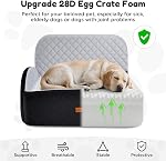 Gimars Reversible Dog Car Seat with Long & Short Plush for Small/Medium/Large Dogs Up to 60lbs, Detachable Washable Anti-Slip Dog Booster Seat with 5.1'' 28D Egg-Crate Foam, 2 Side Pockets, L