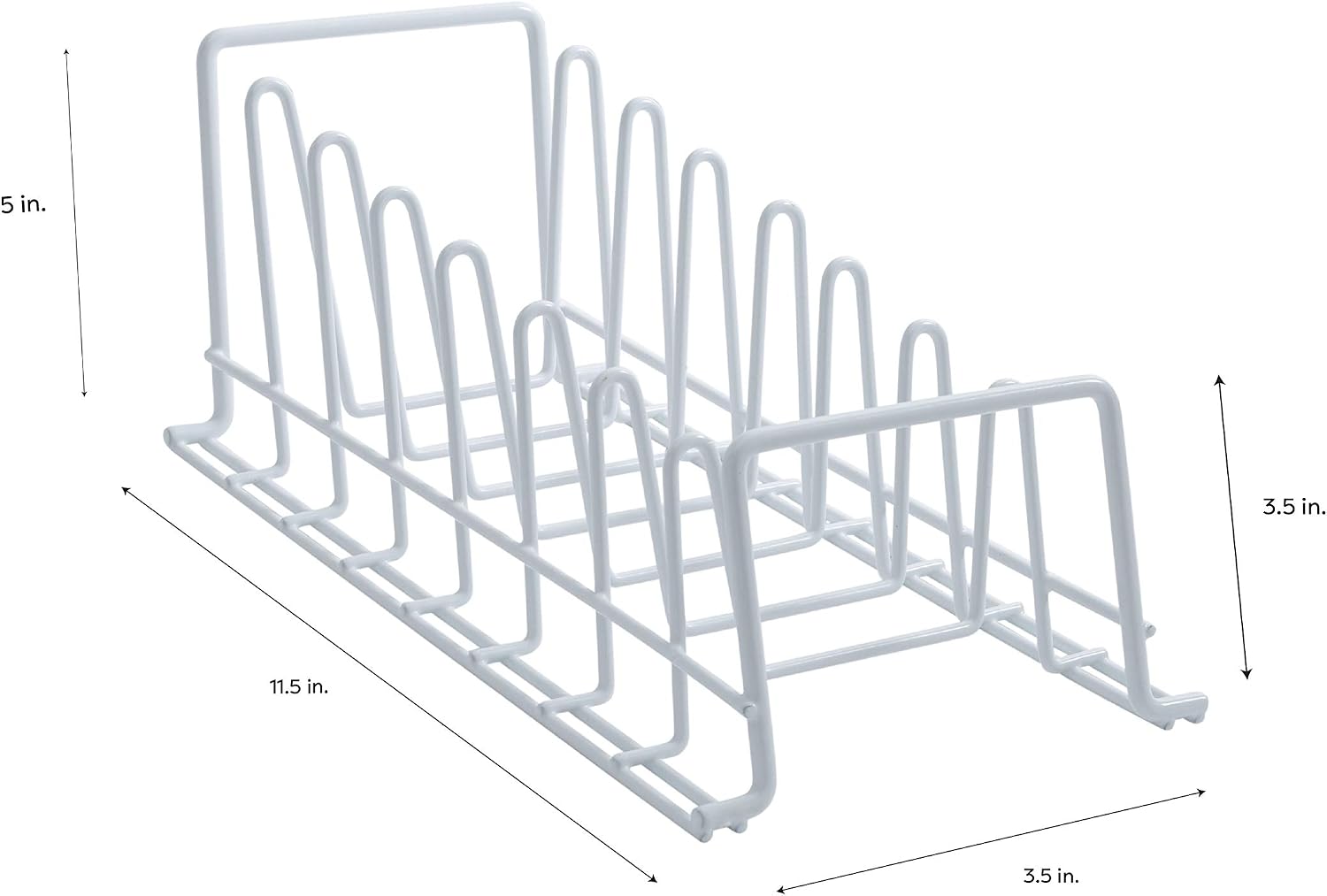 Organize It All Vinyl Coated Kitchen Wire Lid Plate Rack, 8 dividers, Great for Storing Plates, Lids, Kitchen Organization, White