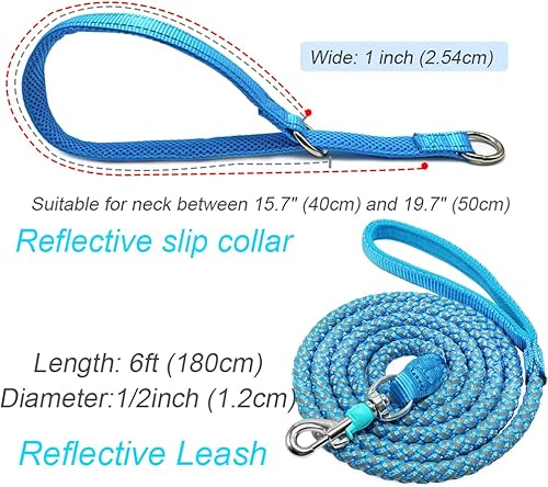 Miniatura 2 de Correa reflectante para perro de 6 pies + collar reflectante para perro