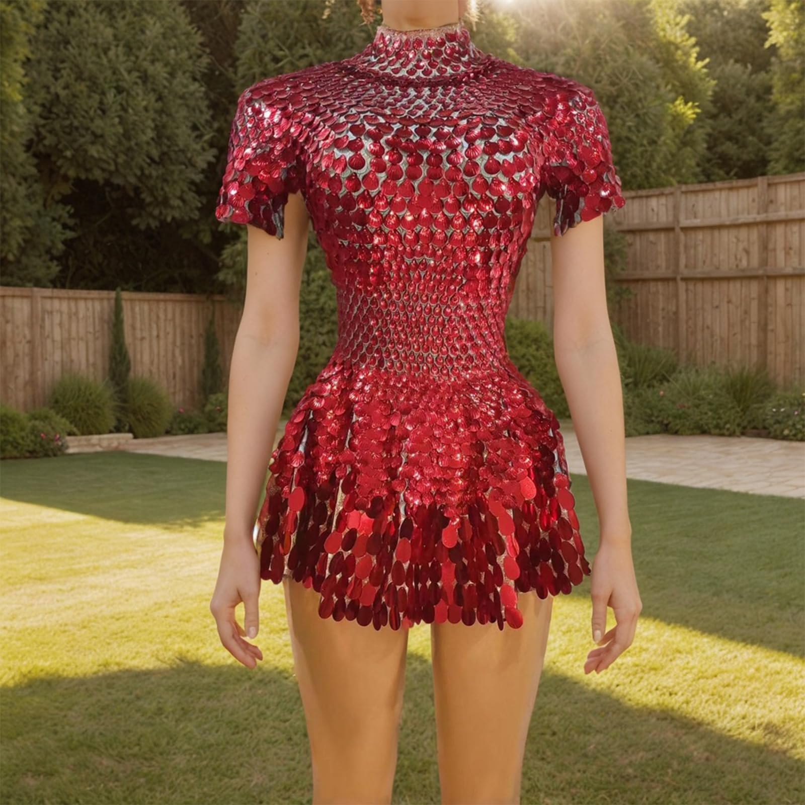 Farbige Pailletten, Tanzkleidung, flexibles Design, figurbetontes Kleid, bequem zu tragen für Motto-Partys und Tanzwettbewerbe, Party, Tanzbekleidung
