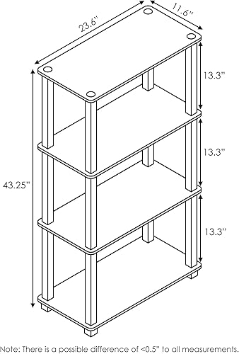 Miniatura 3 de Furinno - Estantería de 4 niveles de estilo Turn-N-Tube