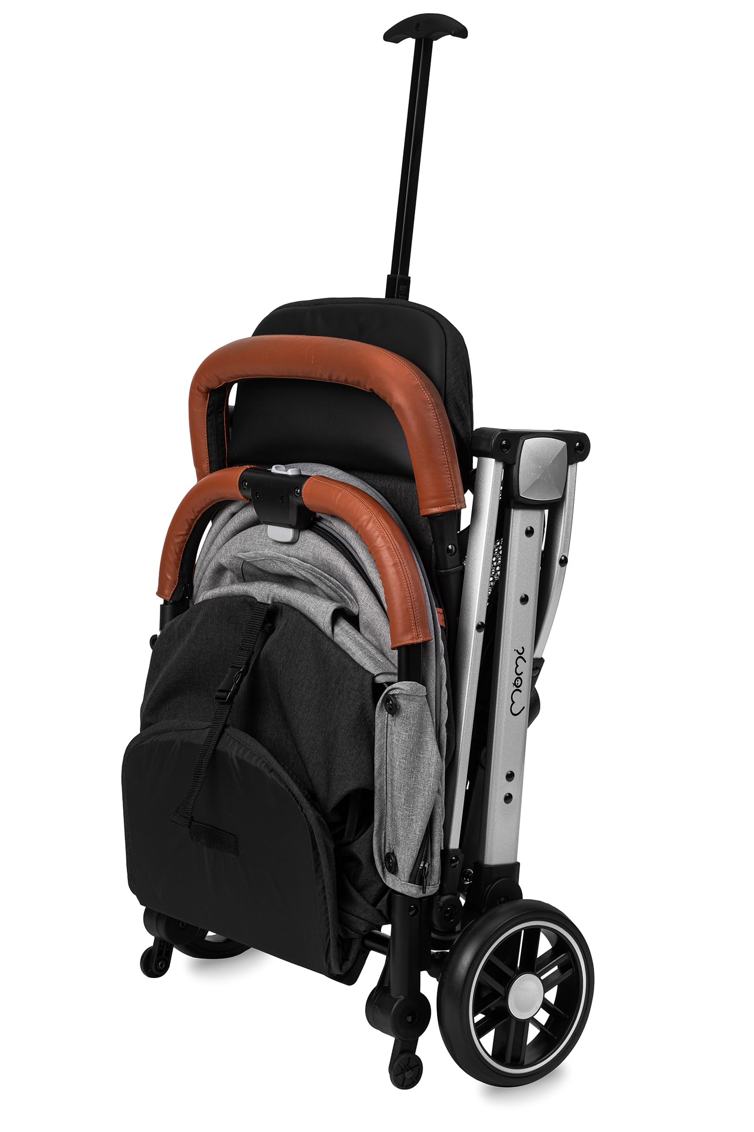 MoMi ESTELLE a partir de los 6 meses (hasta 15 kg), silla de paseo plegable con arnés de 5 puntos, cesta de la compra, barra telescópica, se mantiene de pie plegada
