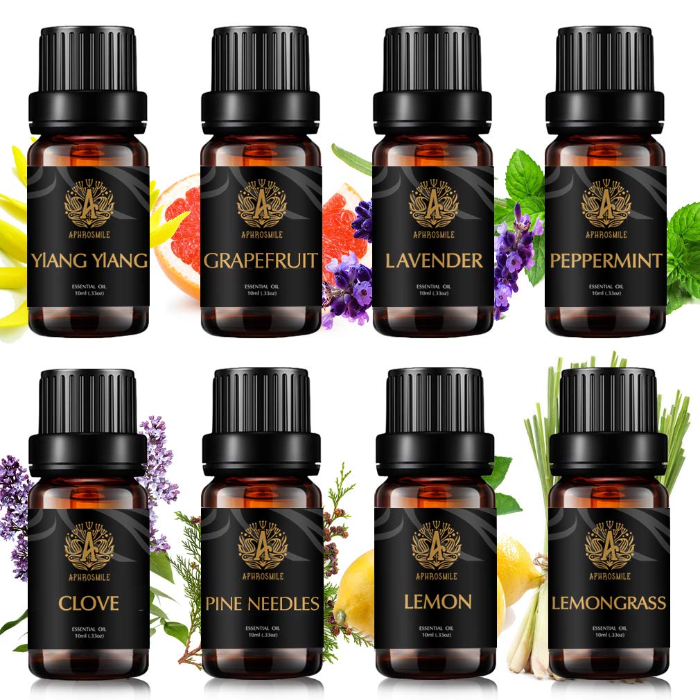 100% reines Lavendel ätherisches Öl Set für Diffusor, Aromatherapie Zitrone ätherisches Öl Kit, 8x10ml ätherische Öle Set - Pfefferminze, Kiefer Nadeln, Nelkenöle...für Massage