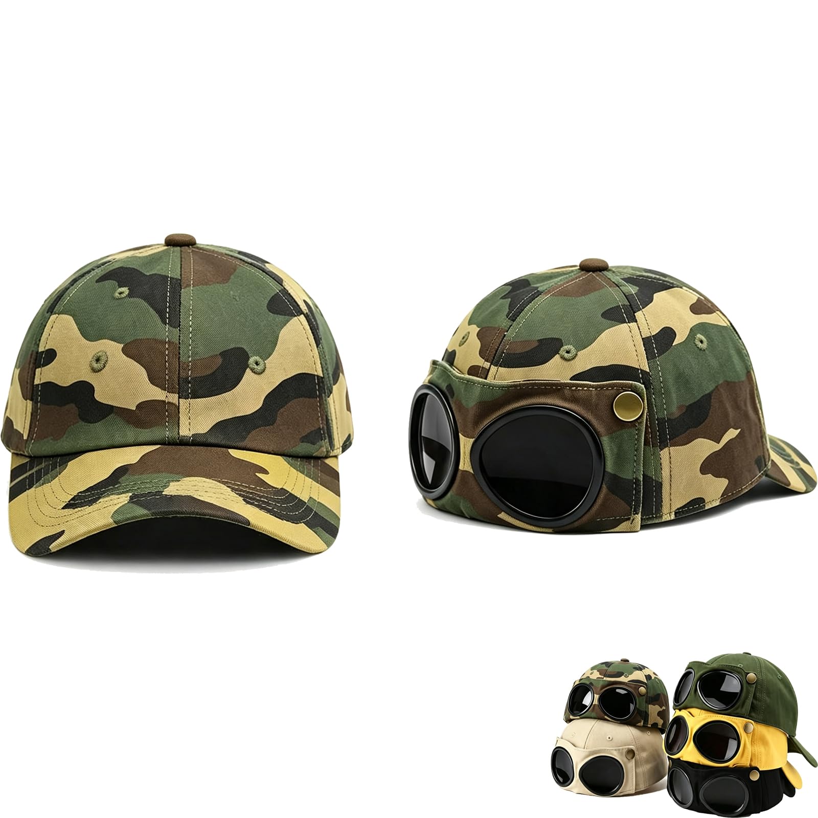 Men's Korean-Style Pilot Baseball Cap, Pilot Goggles Baseball Cap, for Men Women (One Size,#1)