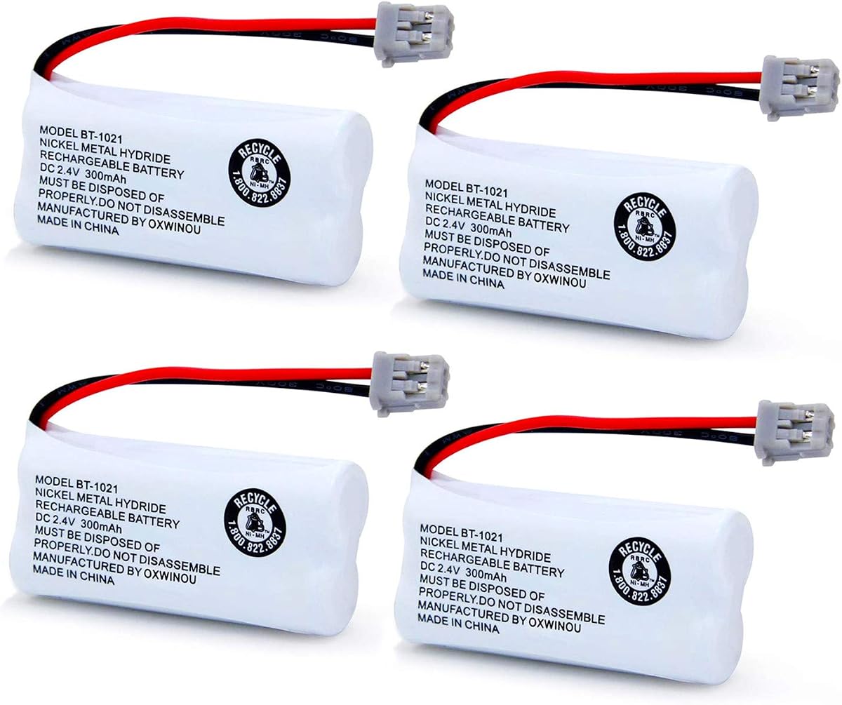 BT-1021 2.4V 300mAh Cordles Phone Battery Compatible with for Uniden uniden 6.0 BT-1016 BT-1008 BT-1025 BBTG0847001 BBTG0798001 Empire CPH-515B Phone Battery(4-Pack)